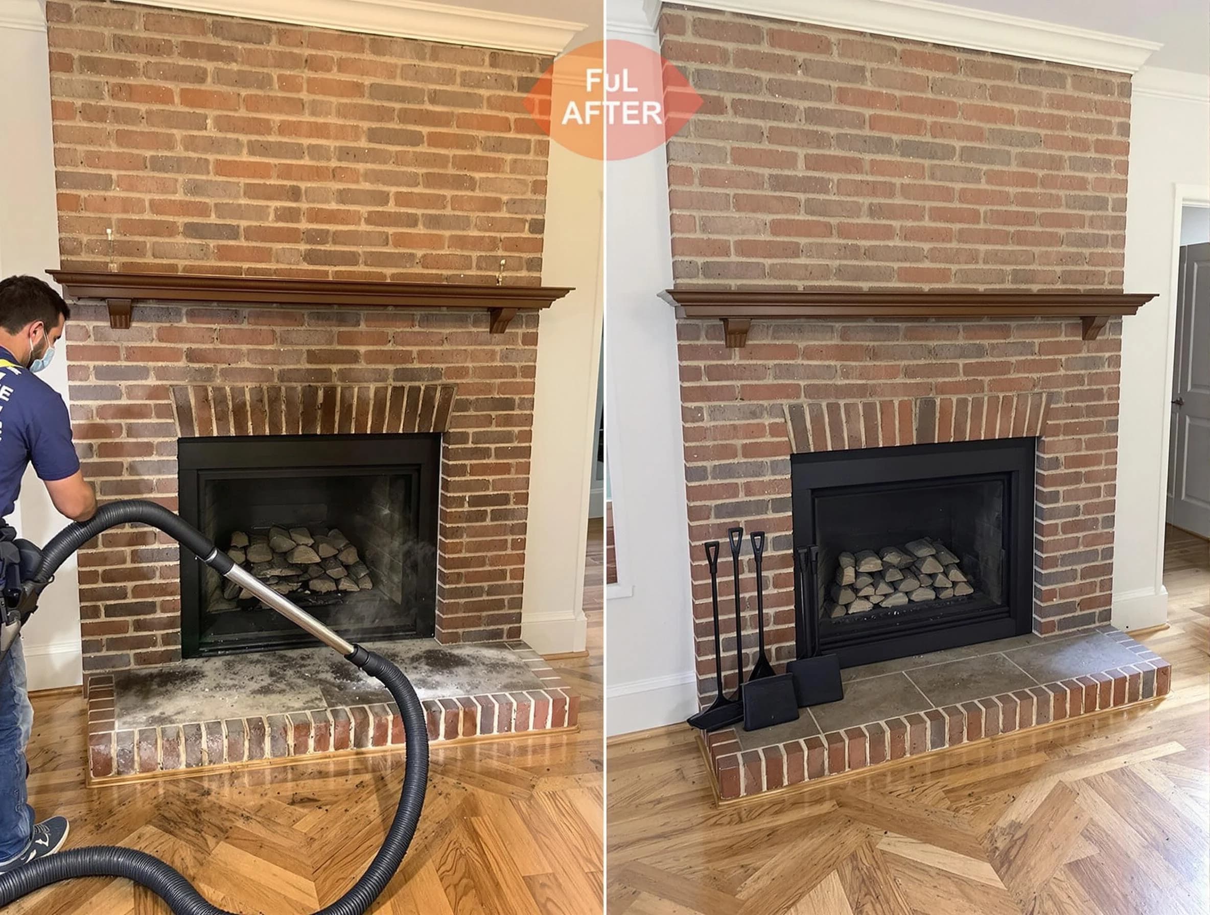 Scotch Plains Chimney Sweep carefully sanitizing a fireplace in Scotch Plains, NJ